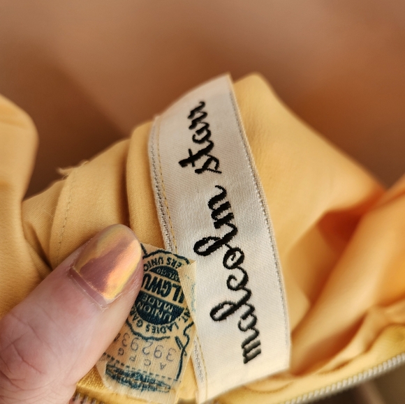 Malcom Starr Vintage 1960s Hand Beaded Yellow Silk Chiffon Dress Size? - Picture 15 of 16
